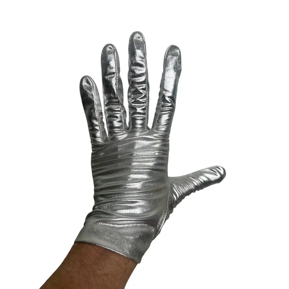 Vintage 1960s Silver Wrist Driving Gloves 7/8 Medium Narrow